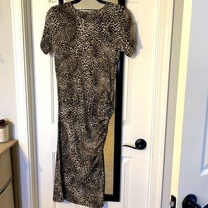 NWOT VICI Leopard Ruched Side MIDI Dress ~ Medium